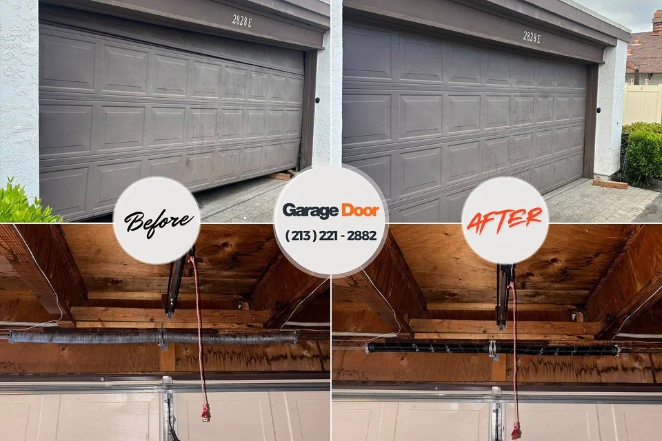 Before and after: garage door repair Eden, TX